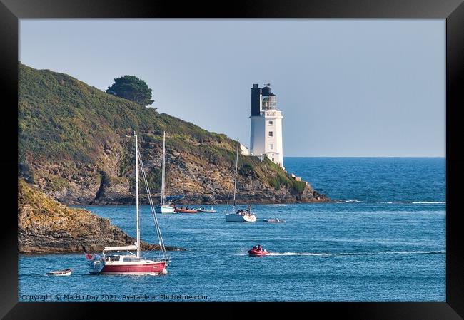 St Anthonys Head Lighthouse.  St Mawes Cornwall. Framed Print by Martin Day