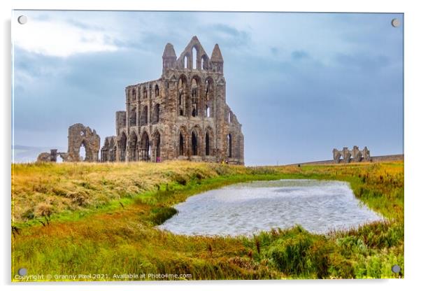 Whitby Abbey Acrylic by Margaret Ryan