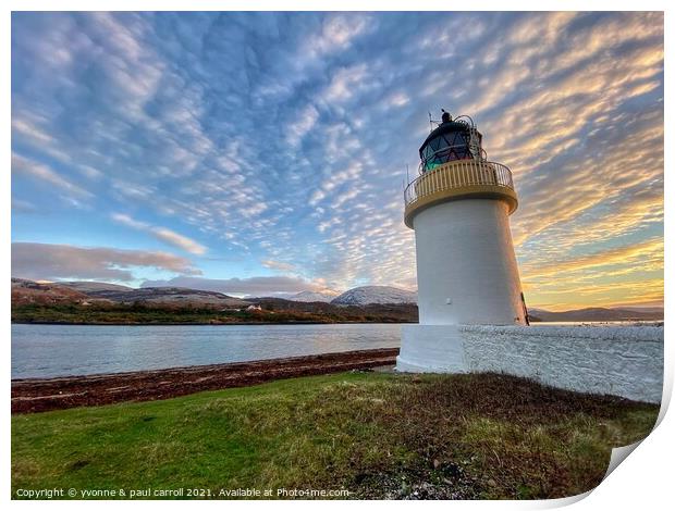 Sunset at the Ardgour Lighthouse Print by yvonne & paul carroll
