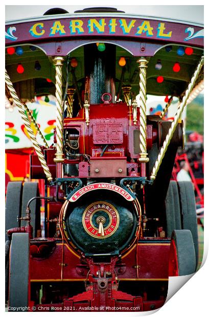 Fairground traction engine detail Print by Chris Rose