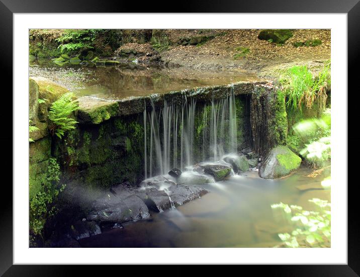 Dreamy waterfall at Knypersley pool. Framed Mounted Print by Andrew Heaps