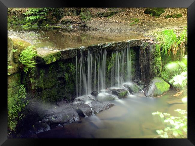 Dreamy waterfall at Knypersley pool. Framed Print by Andrew Heaps