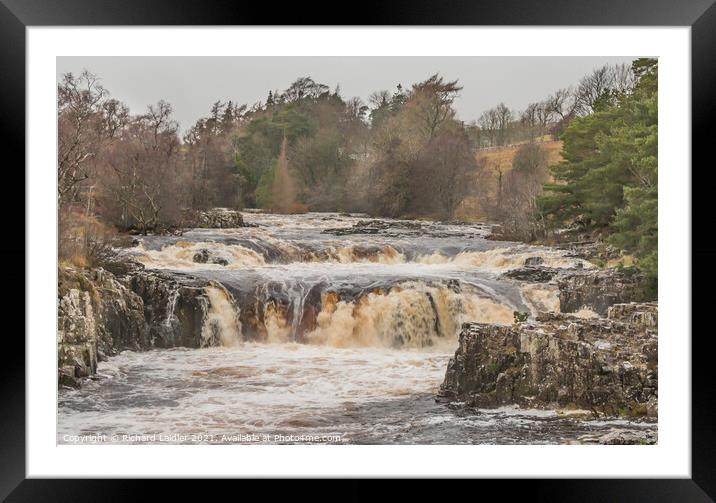 Low Force Waterfall, Teesdale in Flood (1) Framed Mounted Print by Richard Laidler