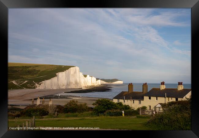 Seven Sisters from Cuckmere Haven Framed Print by Stephen Coughlan