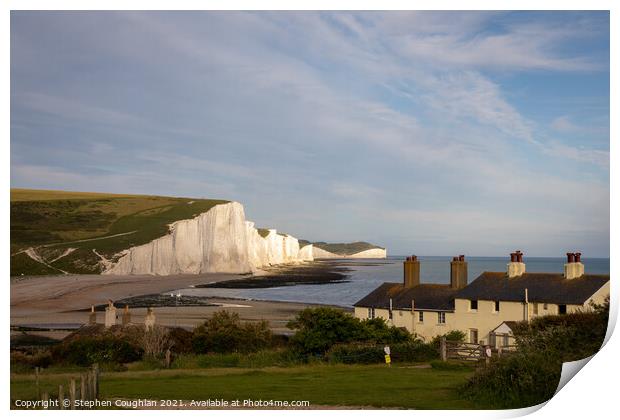 Seven Sisters from Cuckmere Haven Print by Stephen Coughlan