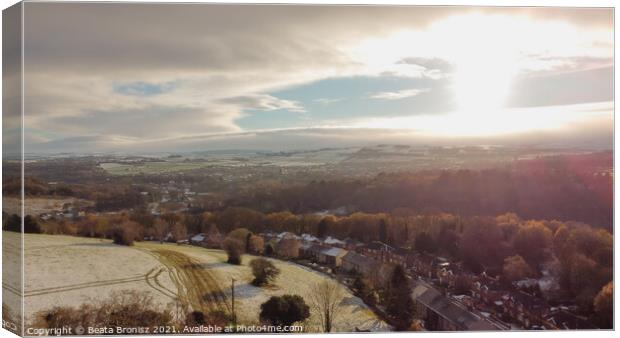 Honley in Yorkshire from a Bird Eye View  Canvas Print by Beata Bronisz