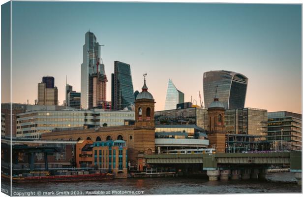 cannon street train station and the city of london Canvas Print by mark Smith
