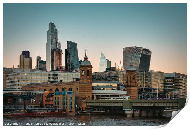 cannon street train station and the city of london Print by mark Smith