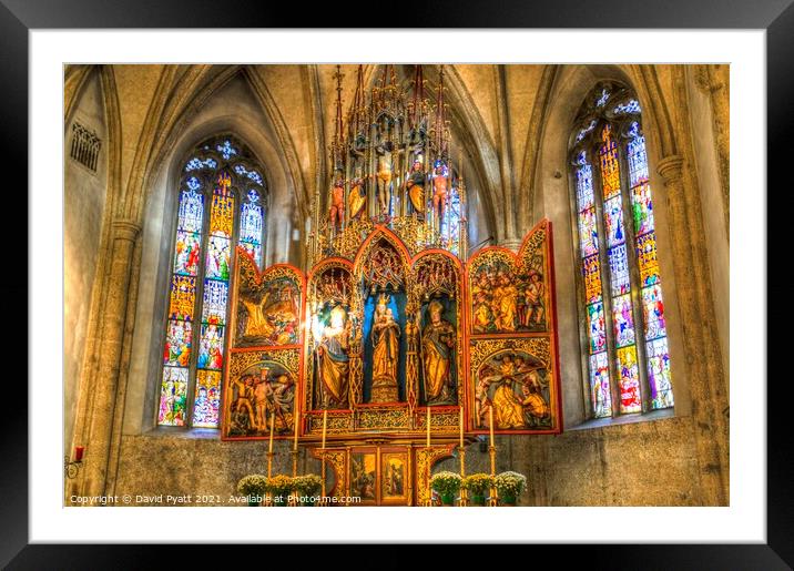 Nonnberg Abbey Stained Glass Framed Mounted Print by David Pyatt