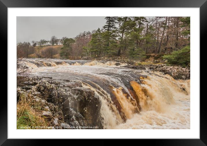 Low Force Waterfall, Teesdale, in Flood (2) Framed Mounted Print by Richard Laidler