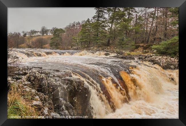 Low Force Waterfall, Teesdale, in Flood (2) Framed Print by Richard Laidler