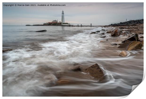St Mary's lighthouse Print by Marcia Reay