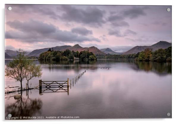 Derwent Water Sunrise Acrylic by Phil Buckle