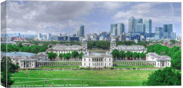 Greenwich and London Skyline Canvas Print by Diana Mower