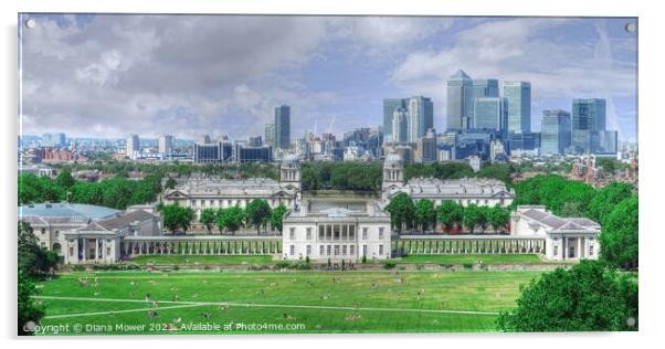 Greenwich and London Skyline Acrylic by Diana Mower