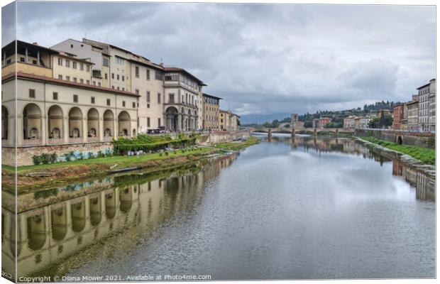 River Arno Florence View Canvas Print by Diana Mower