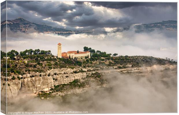 Misty Monastery Canvas Print by Roger Mechan