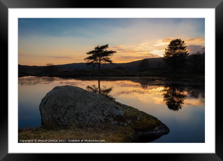 Sunset over Kelly hall tarn in the lake district  635 Framed Mounted Print by PHILIP CHALK