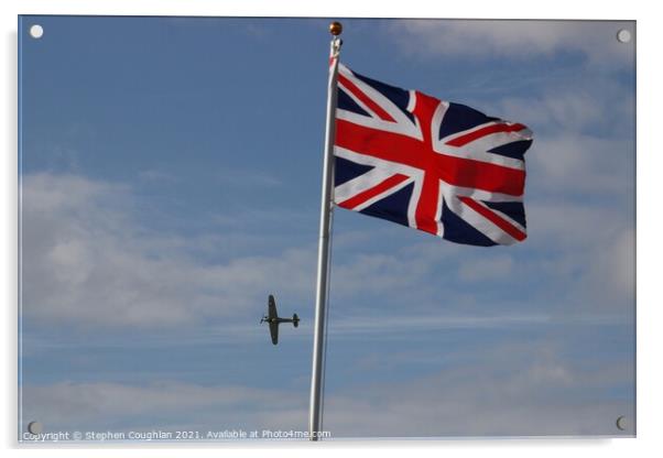 Hawker Hurricane Mk1 & Union Jack Acrylic by Stephen Coughlan