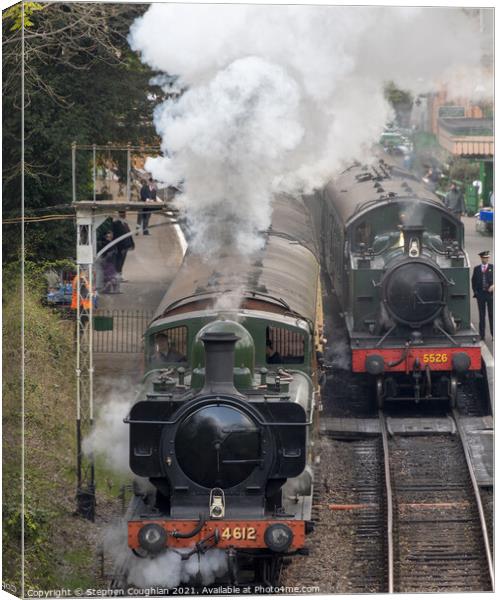 Pannier No. 4612 and GWR 4575 Class No. 5526 Canvas Print by Stephen Coughlan
