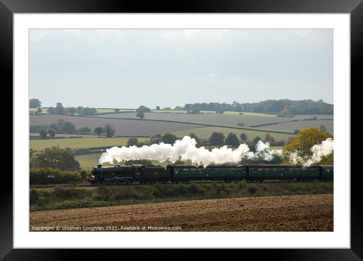 LMS Jubilee Class 5596 Bahamas puffs along the Watercress Line Framed Mounted Print by Stephen Coughlan