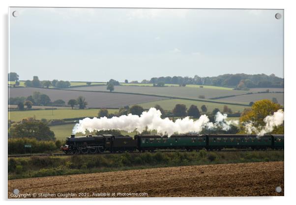 LMS Jubilee Class 5596 Bahamas puffs along the Watercress Line Acrylic by Stephen Coughlan