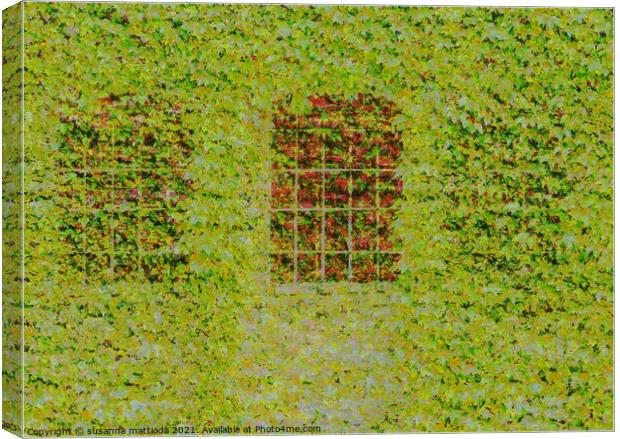 Glitch art on window of a castle with grating cove Canvas Print by susanna mattioda