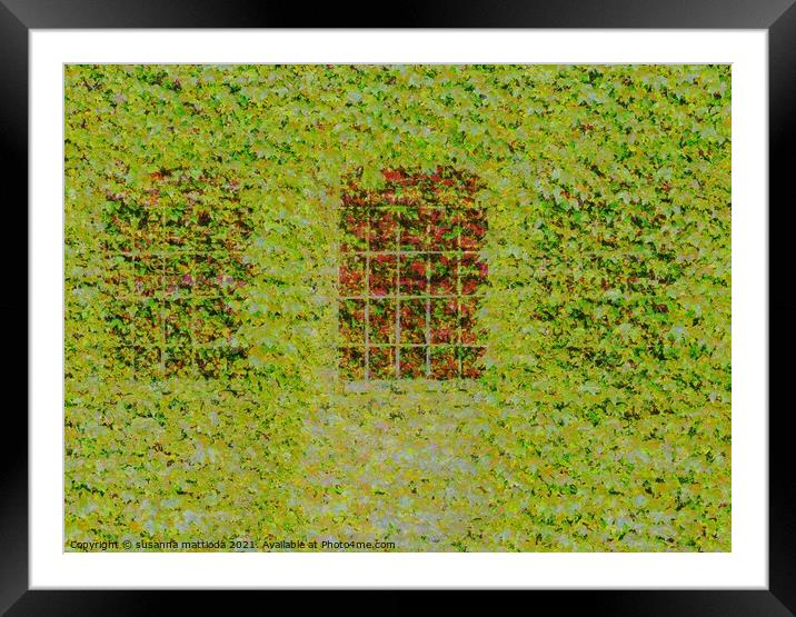 Glitch art on window of a castle with grating cove Framed Mounted Print by susanna mattioda