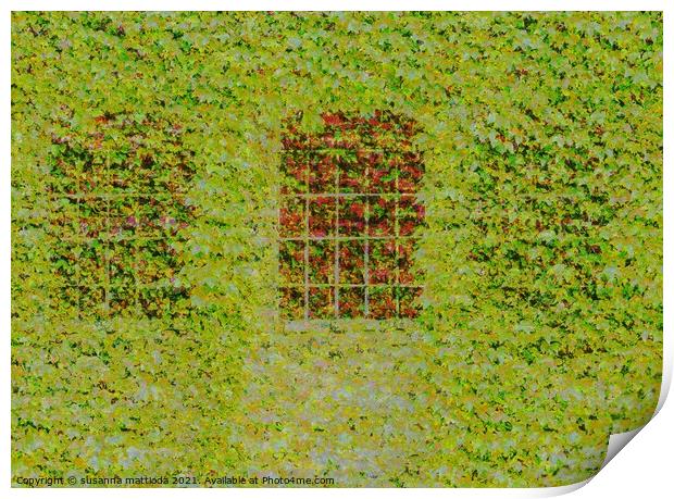 Glitch art on window of a castle with grating cove Print by susanna mattioda