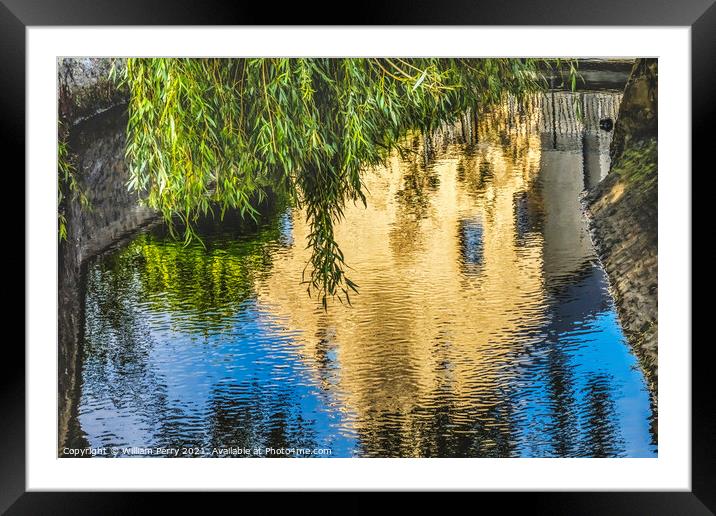 Aure River Reflection Abstract Bayeux France Framed Mounted Print by William Perry