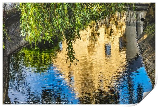 Aure River Reflection Abstract Bayeux France Print by William Perry