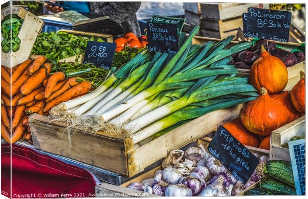 Leeks Carrots Open Air Farmers Market inner Harbor Honfluer Fran Canvas Print by William Perry