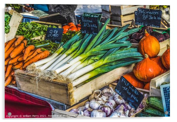 Leeks Carrots Open Air Farmers Market inner Harbor Honfluer Fran Acrylic by William Perry