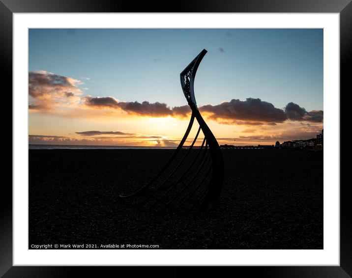 Seaside Silhouettes. Framed Mounted Print by Mark Ward