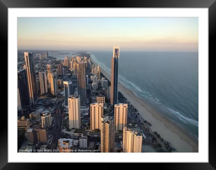 Beautiful view of Surfers Paradise, Queensland, Australia Framed Mounted Print by John Brady