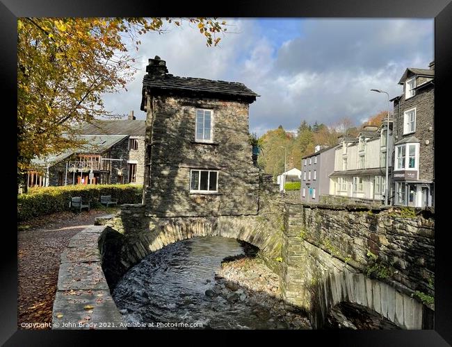 The Bridge House, Ambleside, Lake District Framed Print by John Brady