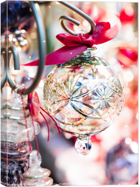 Hand Blown Christmas Baubles Canvas Print by Peter Greenway
