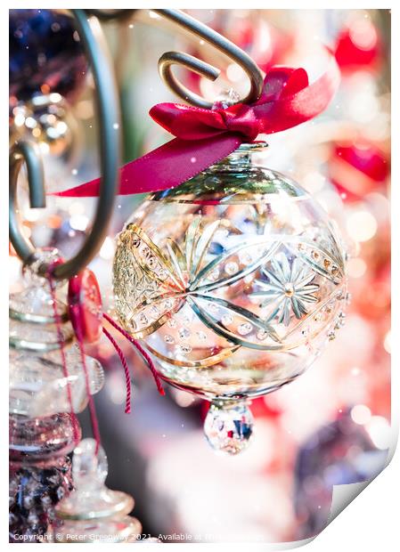 Hand Blown Christmas Baubles Print by Peter Greenway