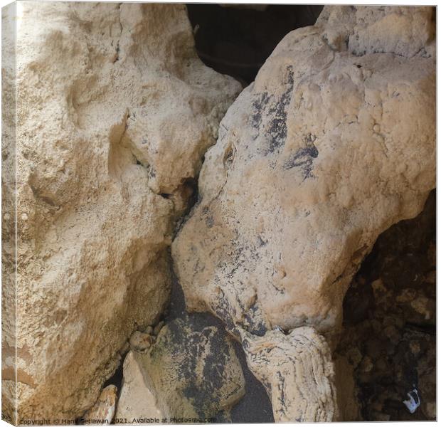 Kissing stone sculpture art in square format Canvas Print by Hanif Setiawan