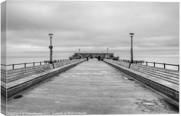 Deal Pier Black and white Canvas Print by Diana Mower