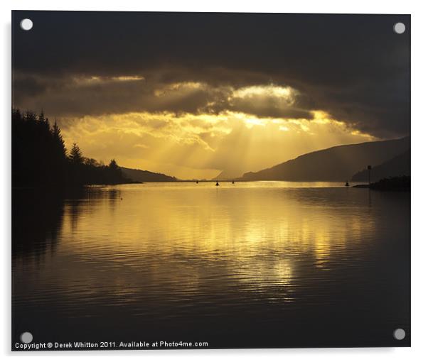 Loch Lochy Sunburst Acrylic by Derek Whitton