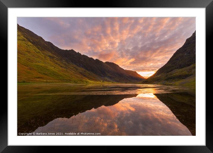 Loch Achtriochtan Sunrise Glen Coe Scotland. Framed Mounted Print by Barbara Jones