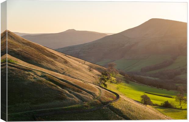 Morning sunlight in the Vale of Edale Canvas Print by Andrew Kearton