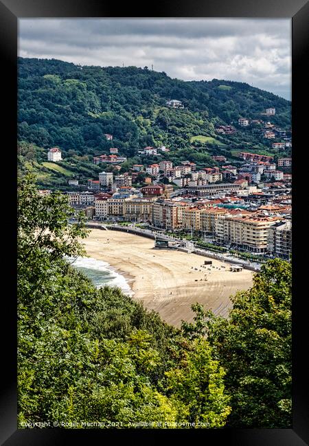 San Sebastian's Beachside Beauty Framed Print by Roger Mechan