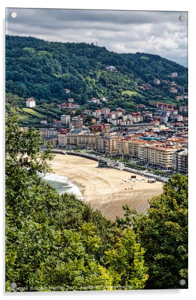 San Sebastian's Beachside Beauty Acrylic by Roger Mechan