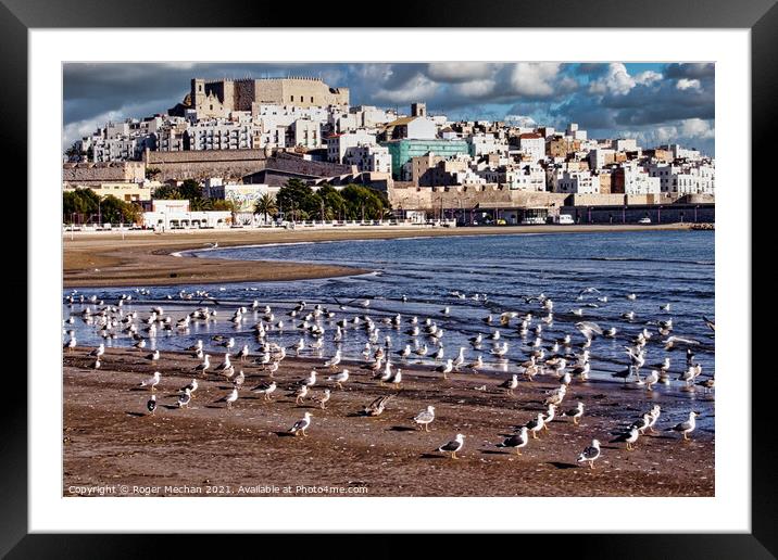 Seagulls' View of Peniscola Castle Framed Mounted Print by Roger Mechan