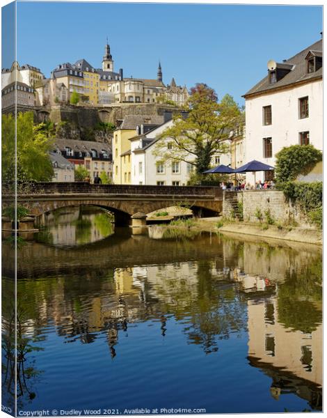 Tranquil Alzette Reflections Canvas Print by Dudley Wood