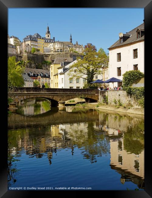Tranquil Alzette Reflections Framed Print by Dudley Wood