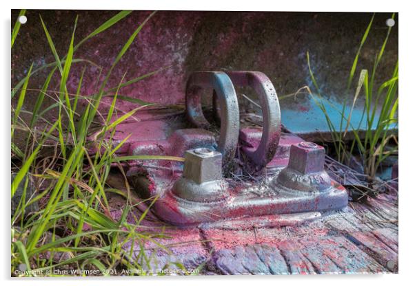 purple painted rail mounting form railroad track Acrylic by Chris Willemsen