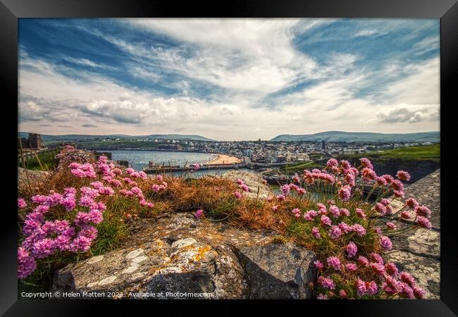 Peel Harbour Beach and Port in the Isle of Man. Framed Print by Helkoryo Photography